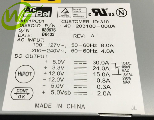 La máquina del cajero automático parte la fuente de alimentación de Diebold 49203180000A 49-203180-000A